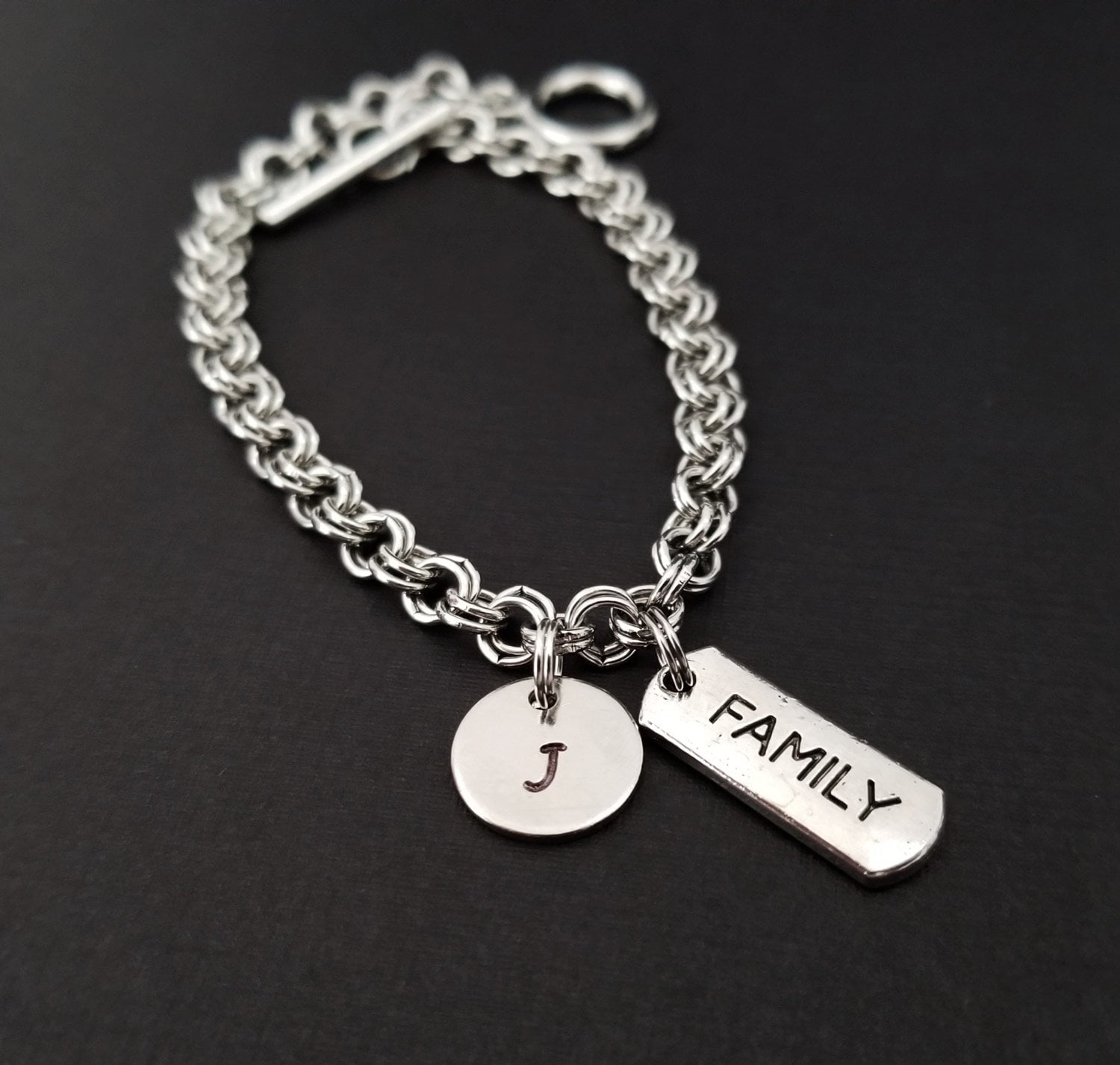 Family Bracelet Inspirational Charm Bracelet Initial Etsy