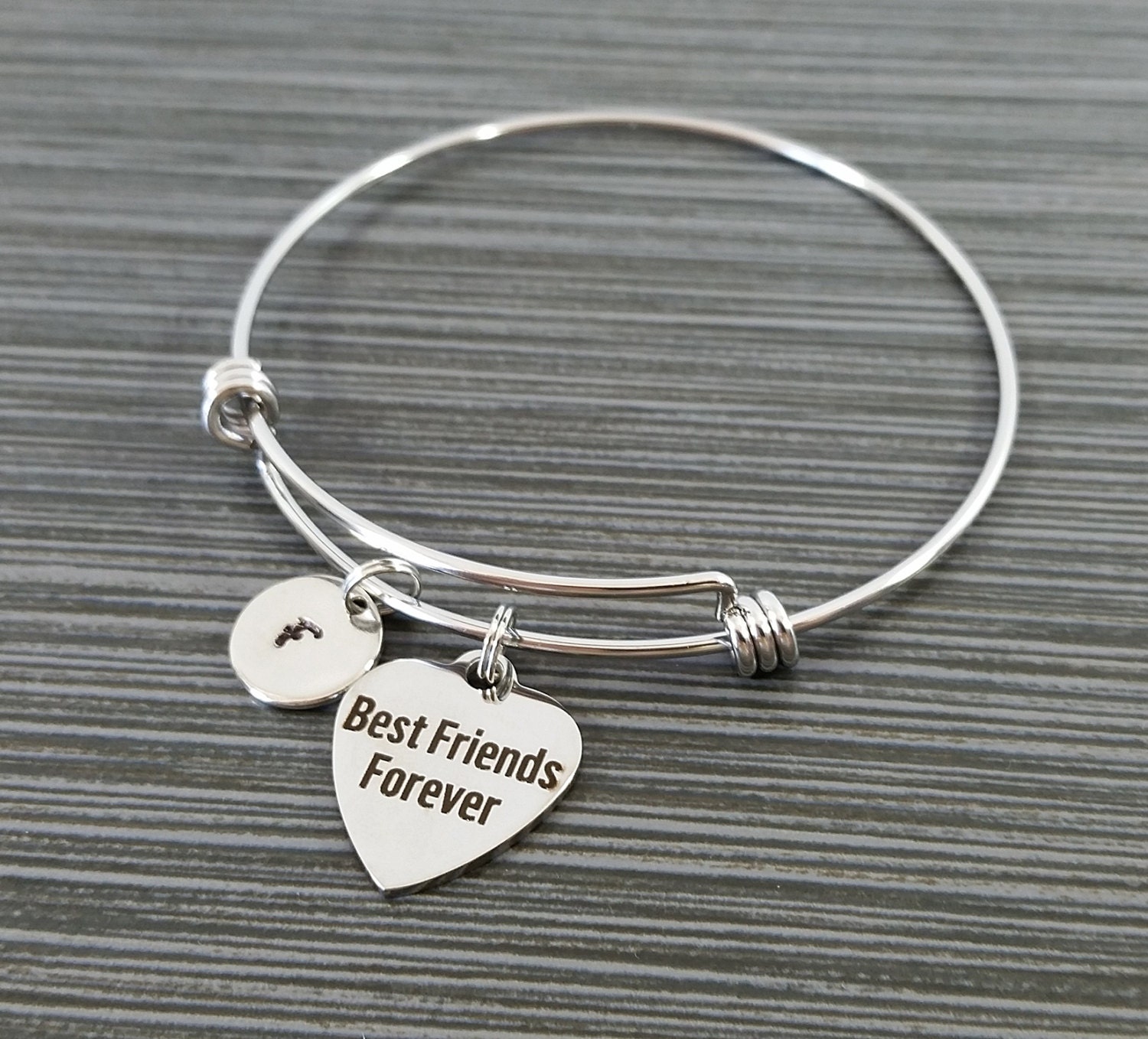Best Friends Forever Bangle Best Friend Charm Bracelet Etsy
