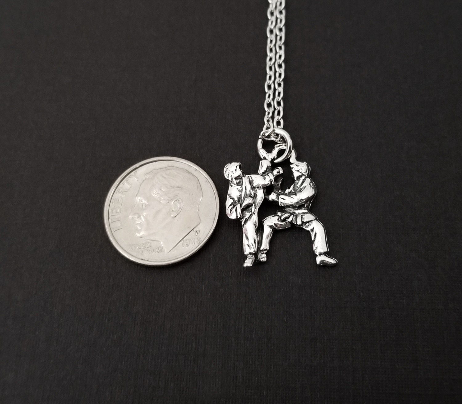 Silver Karate Necklace Martial Arts Necklace Personalized Etsy