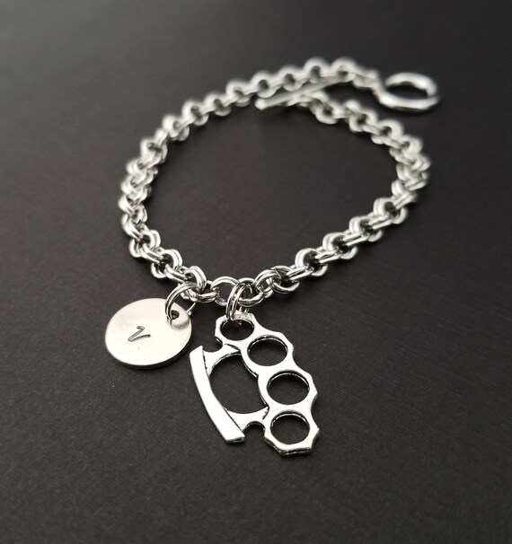 Fitness Jewelry Brass Knuckles Charm Bracelet Knuckle Charm
