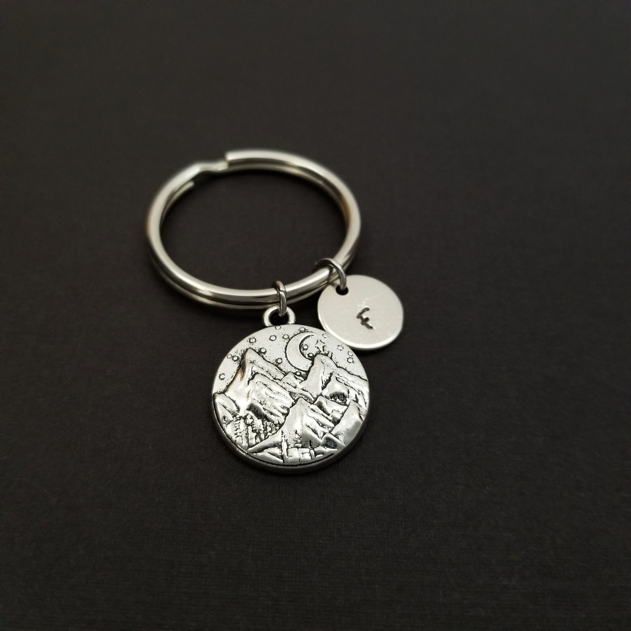 Mountain Keychain - Custom Gift - Silver Keychain - Forest Keychain ...