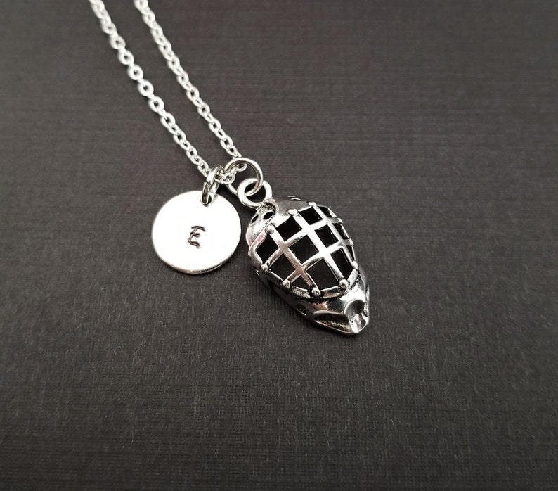 Ice Hockey Mask Necklace Goalie Mask Necklace Hockey Charm Necklace Sports Necklace Personalized Necklace Custom Initial Necklace