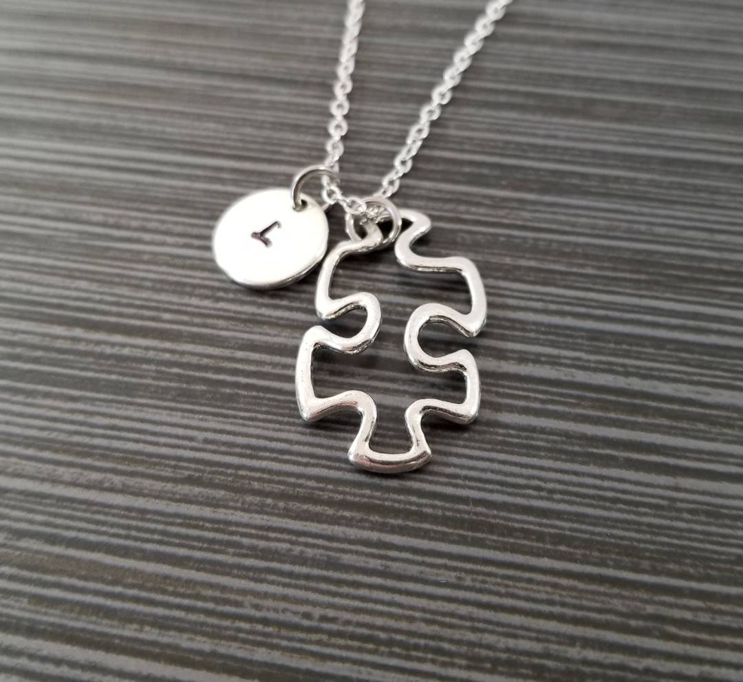 Puzzle Piece Necklace Custom Gift Puzzle Piece Gift Etsy