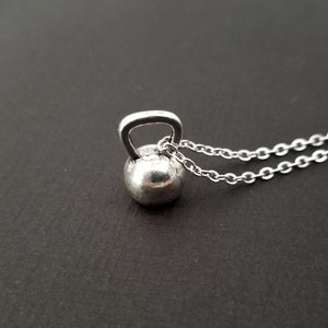 Silver Kettlebell Necklace Fitness Jewelry Personalized Necklace Custom Gift Weightlifting Necklace Gym Jewelry Crossfit Jewelry image 2