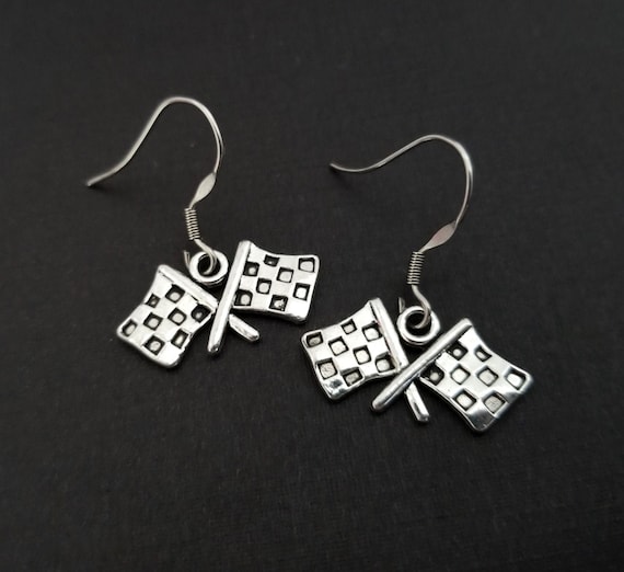 Checkered Flag Earrings Race Car Earrings Checkered Flag Gift Gift