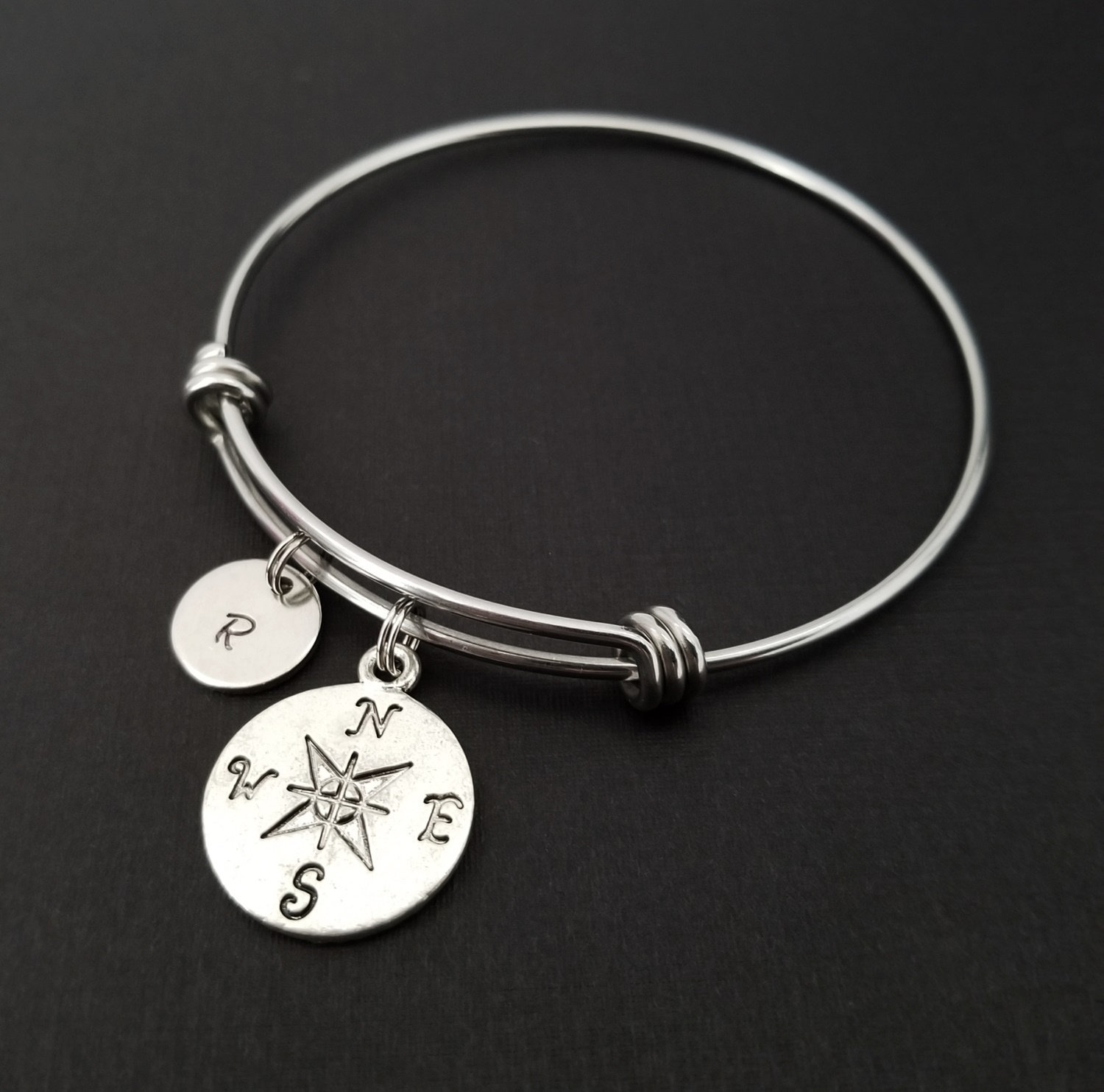 Compass Bangle Compass Charm Bracelet Expandable Bangle Etsy