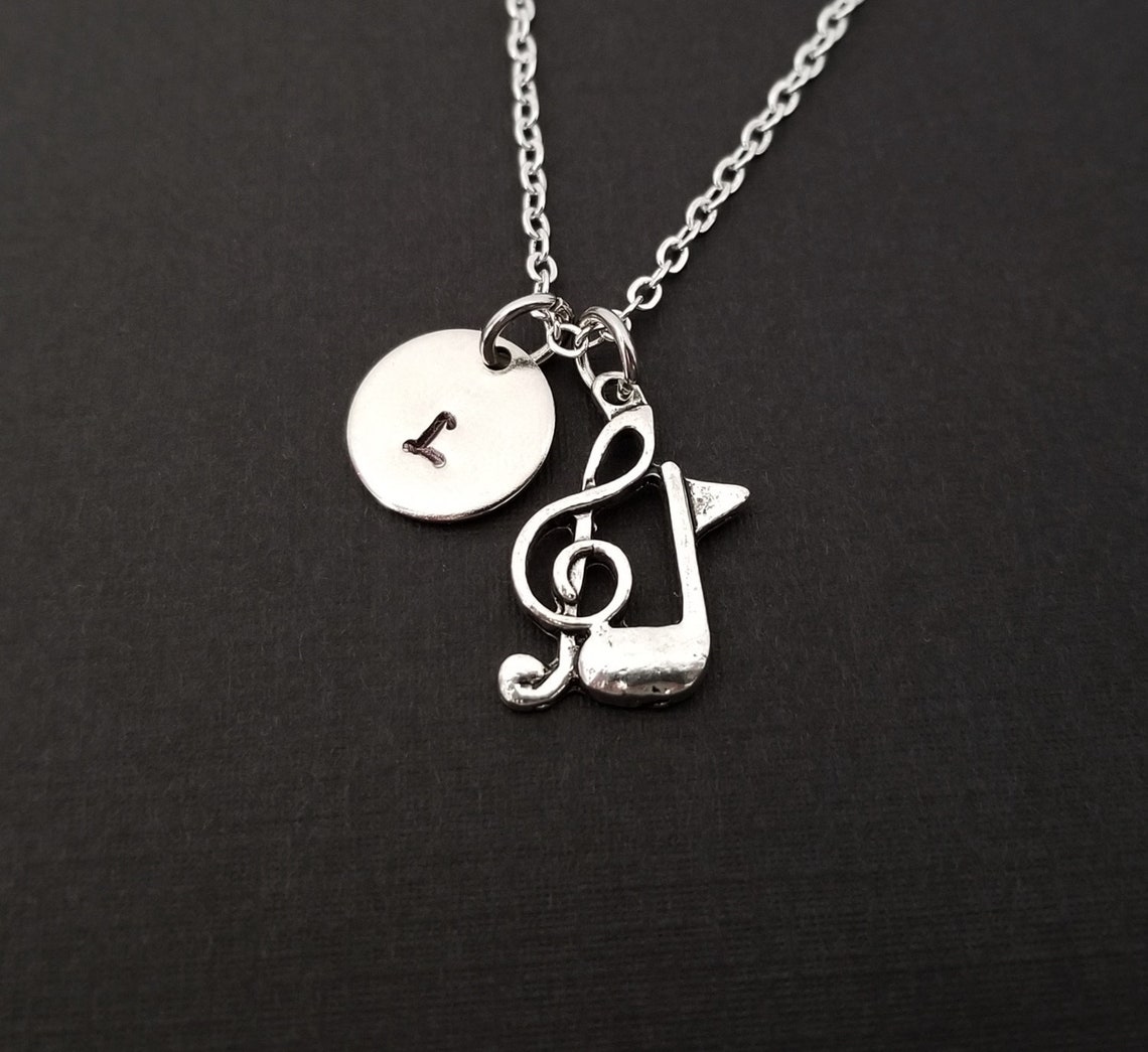 Treble Clef Music Note Necklace Charm Necklace Etsy