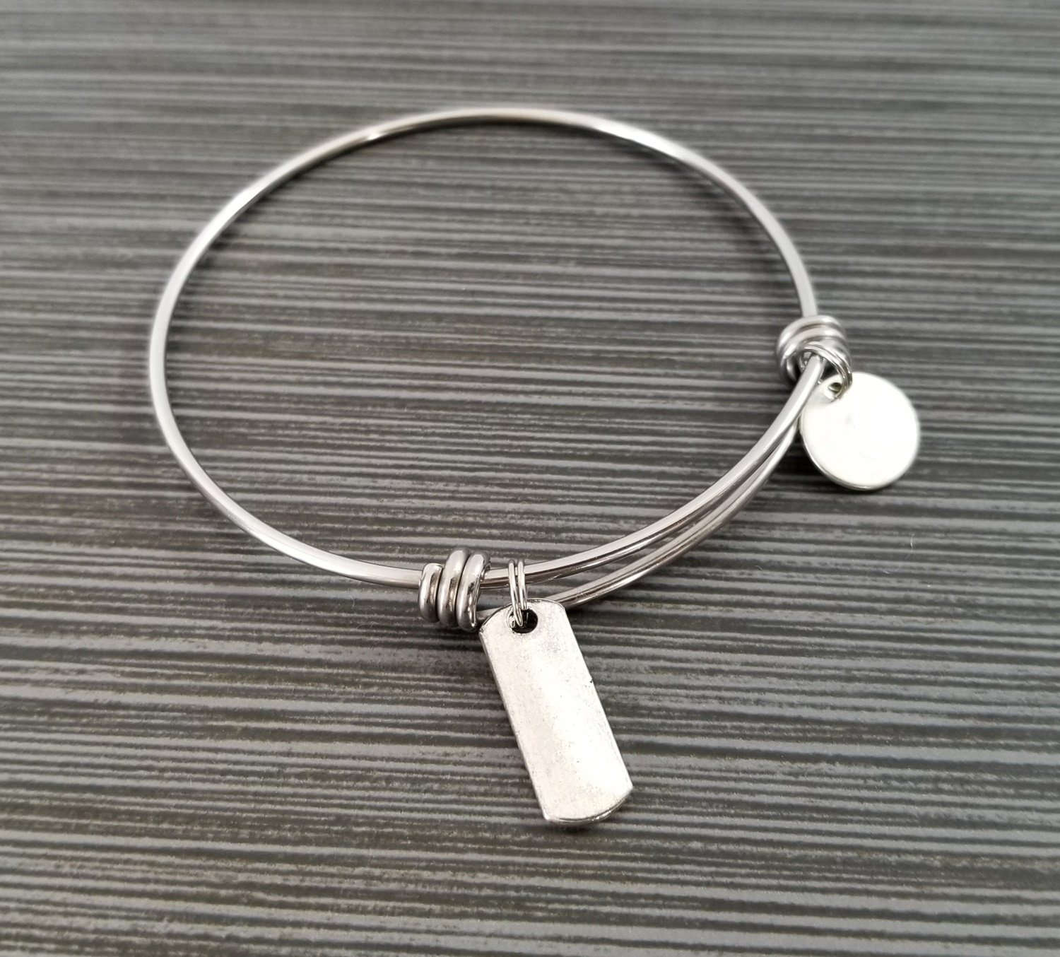 Hope Bangle Bracelet Hope Charm Bracelet Adjustable Etsy