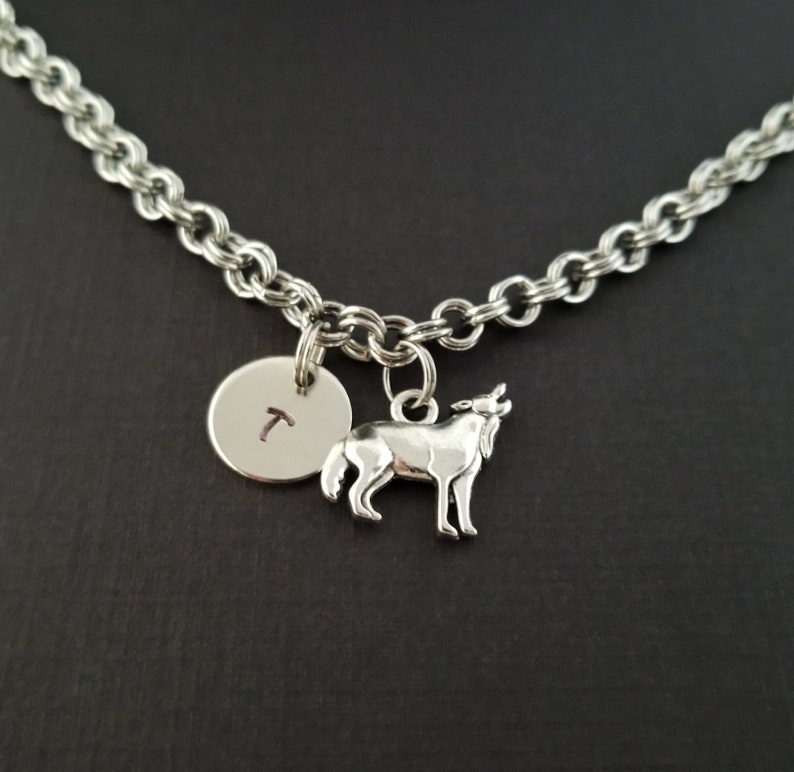 Wolf Bracelet Wolf Charm Bracelet Initial Bracelet Charm Etsy