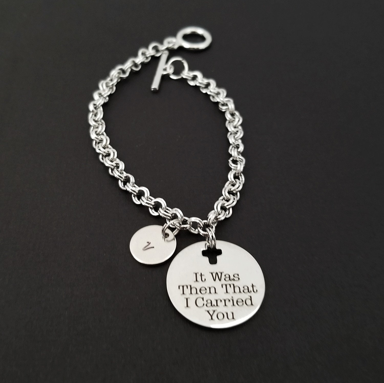 Footprints in the Sand Bracelet It Was Then That I Carried Etsy