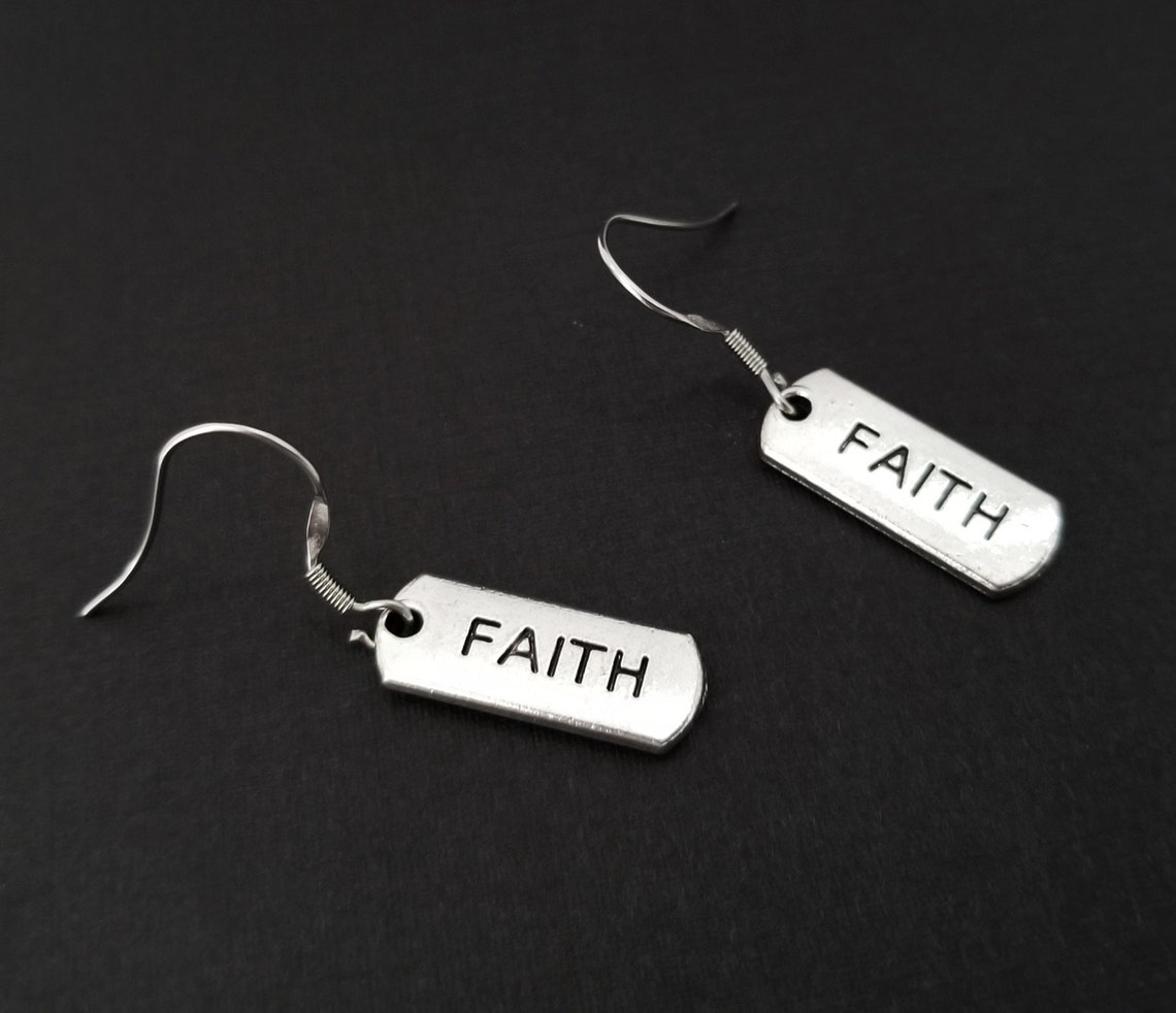 Faith Earrings Christian Faith Charm Earrings Earrings Etsy