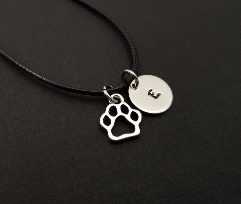 Dog Paw Charm Bracelet Cord Bracelet Black Dog Paw Bracelet Best Friends Bracelet Dog Bracelet Animal Bracelet Gift for Friend image 3