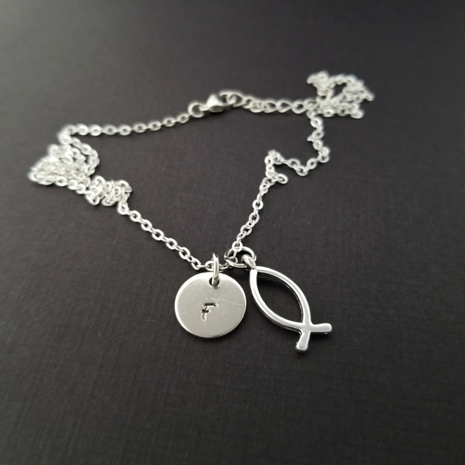 Christian Fish Necklace Ichthys Fish Charm Pendant Etsy