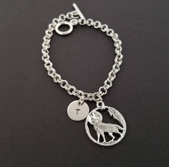 Wolf charm bracelet clearance