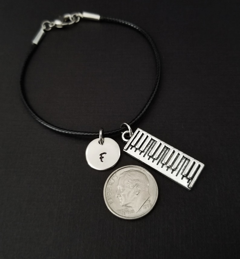 Music Bracelet Keyboard Bracelet Best Friends Bracelet Piano Bracelet Black Charm Bracelet Cord Bracelet Music Teacher Gift