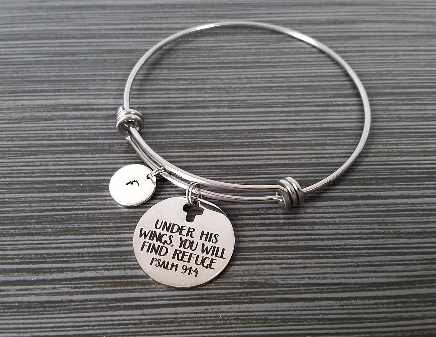 Under his wings you will find refuge psalm 91 4 bangle etsy