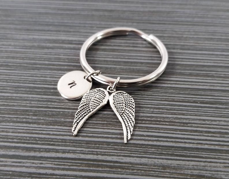 Silver Angel Wings Keychain - Custom Gift - Silver Keychain - Gift for ...