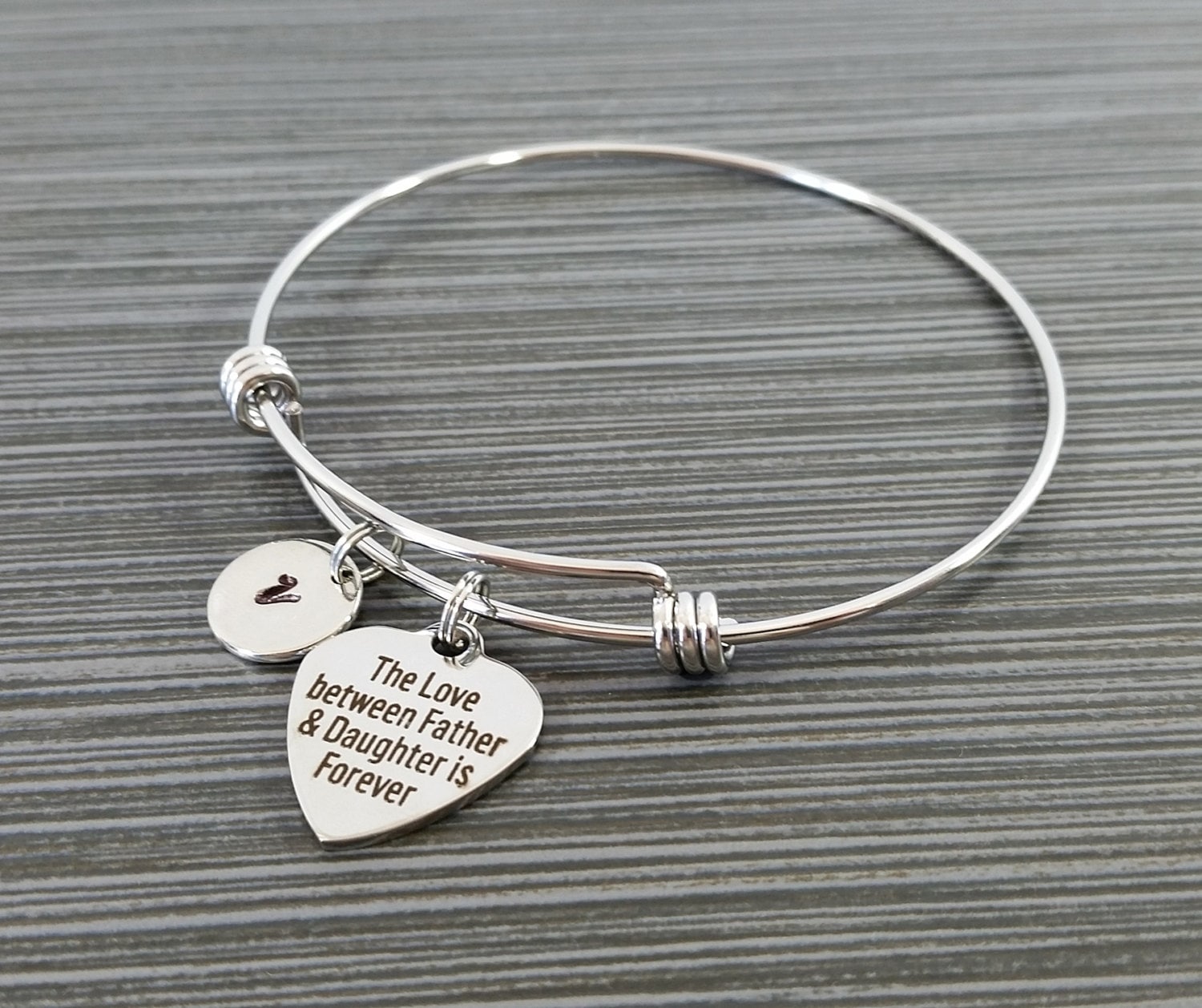 Father Daughter Bangle Daughter Charm Bracelet Expandable Etsy