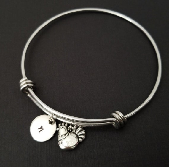 Chicken Bangle Chicken Charm Bracelet Expandable Bangle Hen Bangle