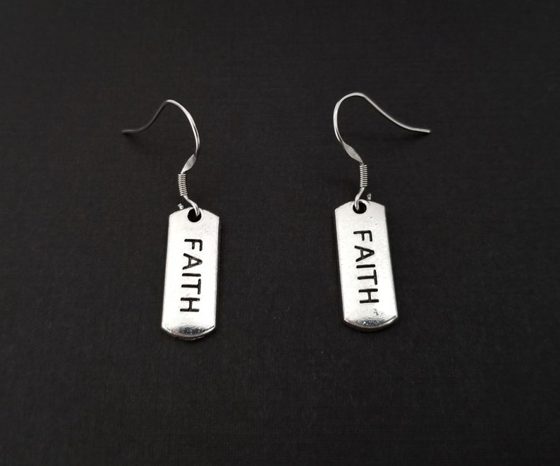 Faith Earrings Christian Faith Charm Earrings Earrings Etsy