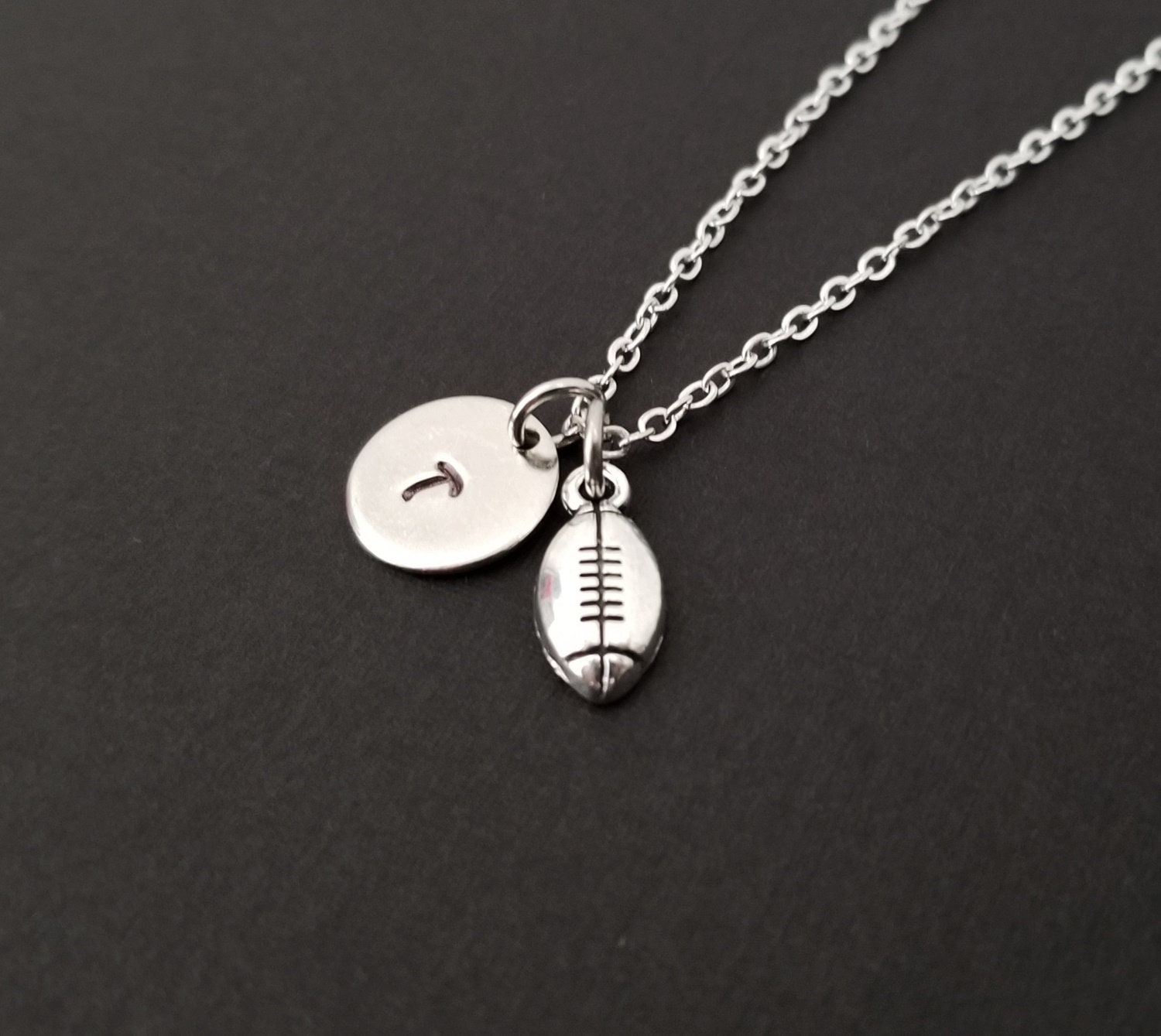 Silver Football Necklace Football Necklace Personalized Etsy UK