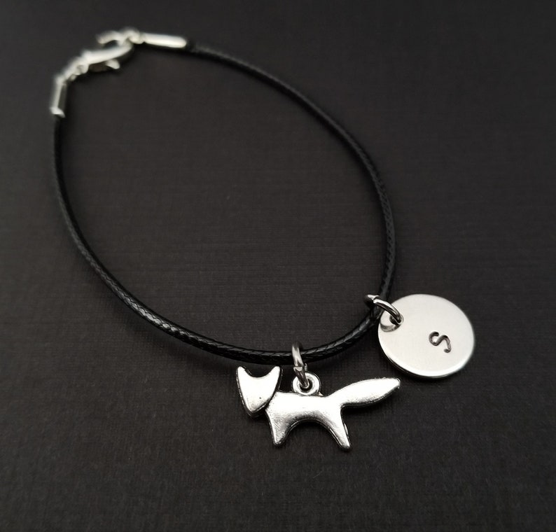 Fox Charm Bracelet Fox Jewelry Fox Cord Bracelet Black Etsy