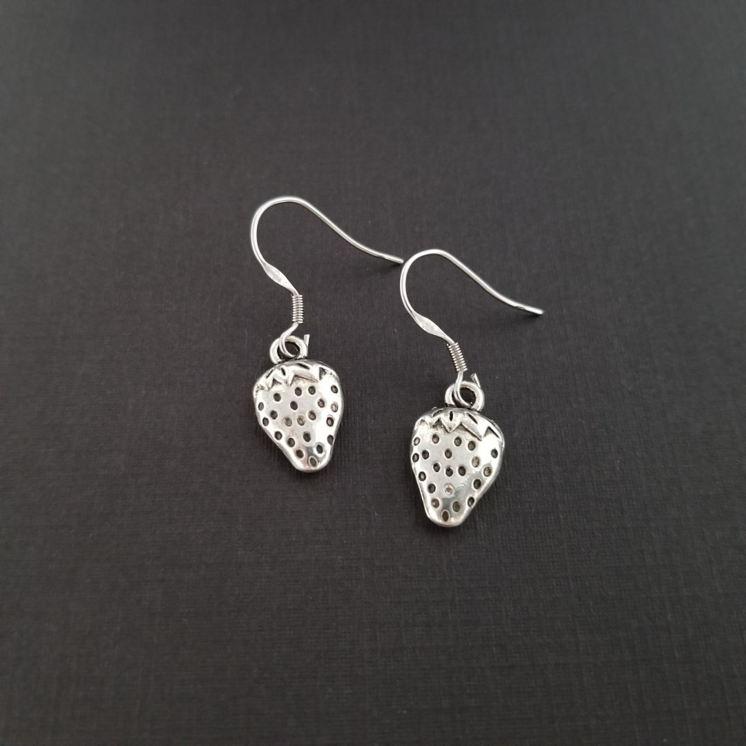 Strawberry Earrings Strawberry Charm Earrings Strawberry Etsy UK