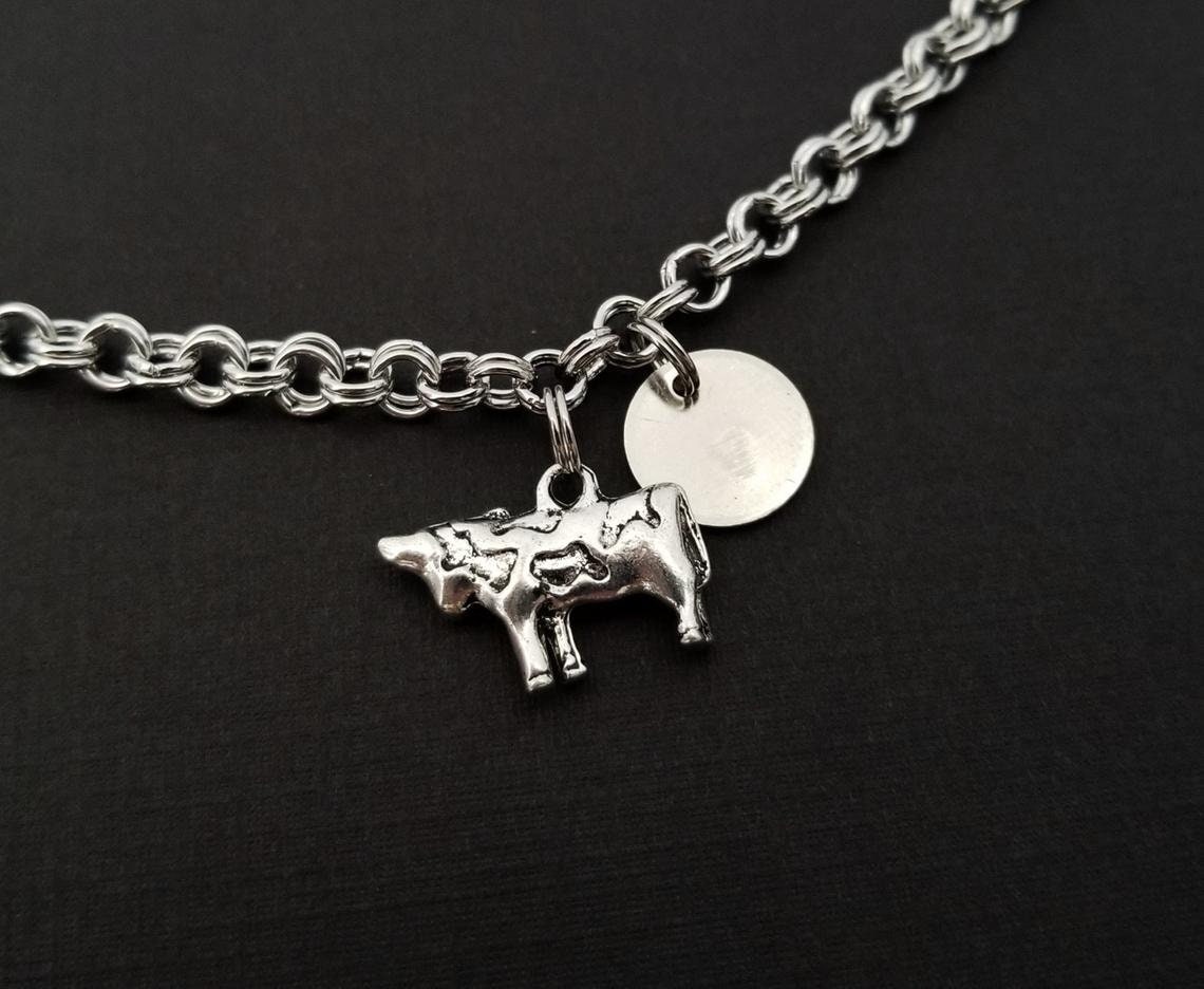 Cow Charm Bracelet Cow Bracelet Cow Jewelry Best Friends Etsy