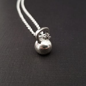 Silver Kettlebell Necklace Fitness Jewelry Personalized Necklace Custom Gift Weightlifting Necklace Gym Jewelry Crossfit Jewelry image 3