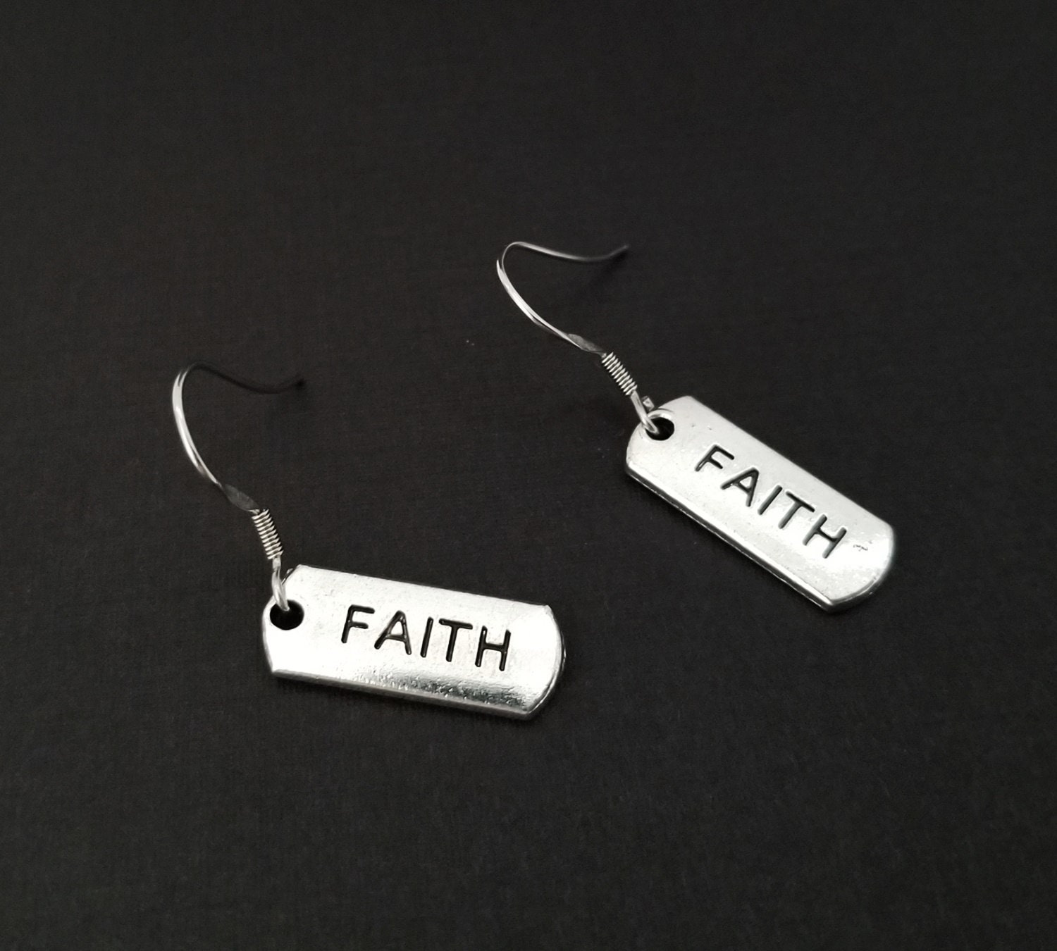 Faith Earrings Christian Faith Charm Earrings Earrings Etsy