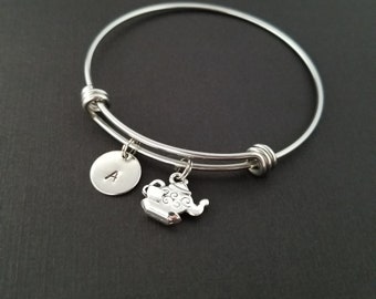 Teapot Bangle Tea Pot Charm Bracelet Expandable Bangle