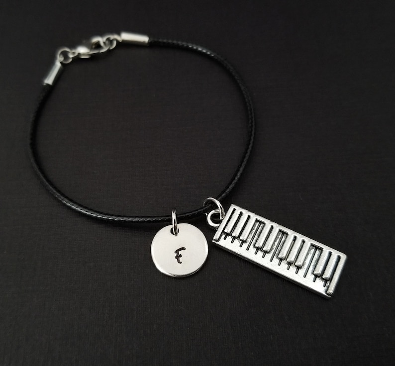 Music Bracelet Keyboard Bracelet Best Friends Bracelet Piano Bracelet Black Charm Bracelet Cord Bracelet Music Teacher Gift