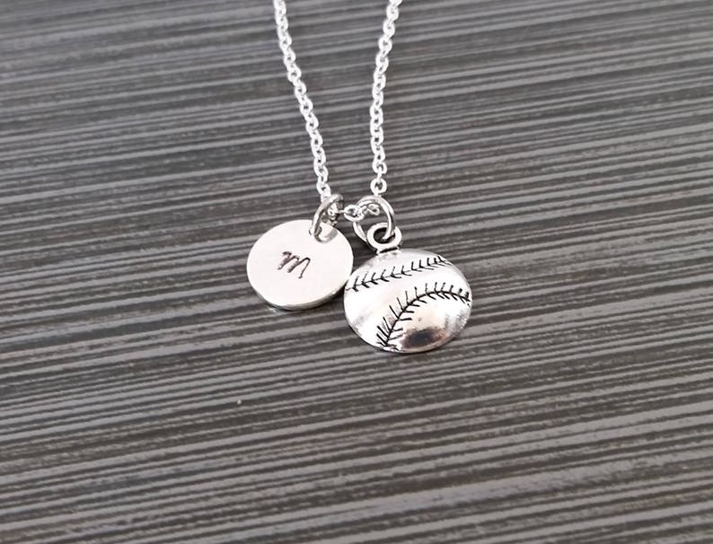 Silver Baseball Necklace Baseball Charm Necklace Etsy