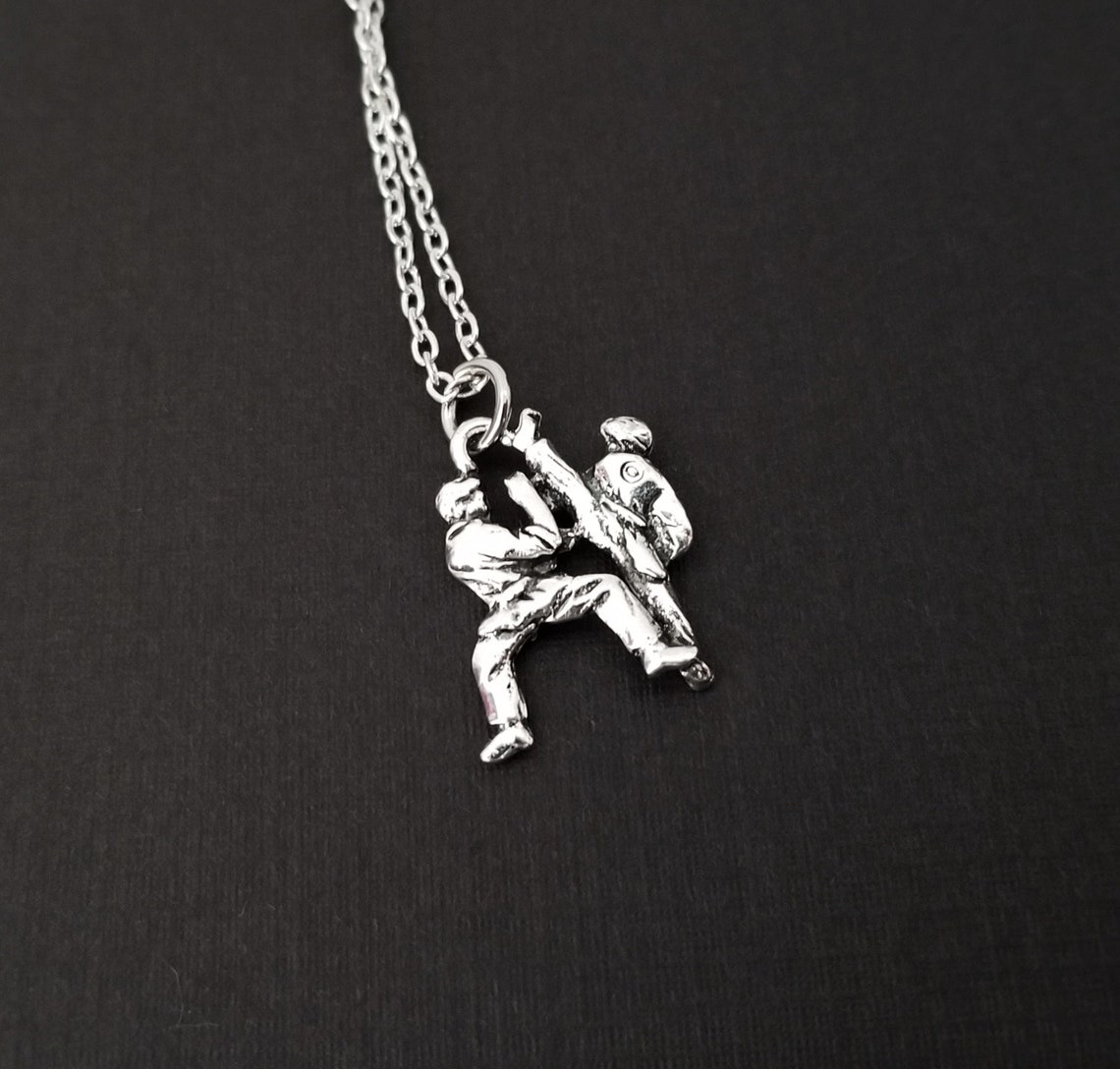 Silver Karate Necklace Martial Arts Necklace Personalized Etsy