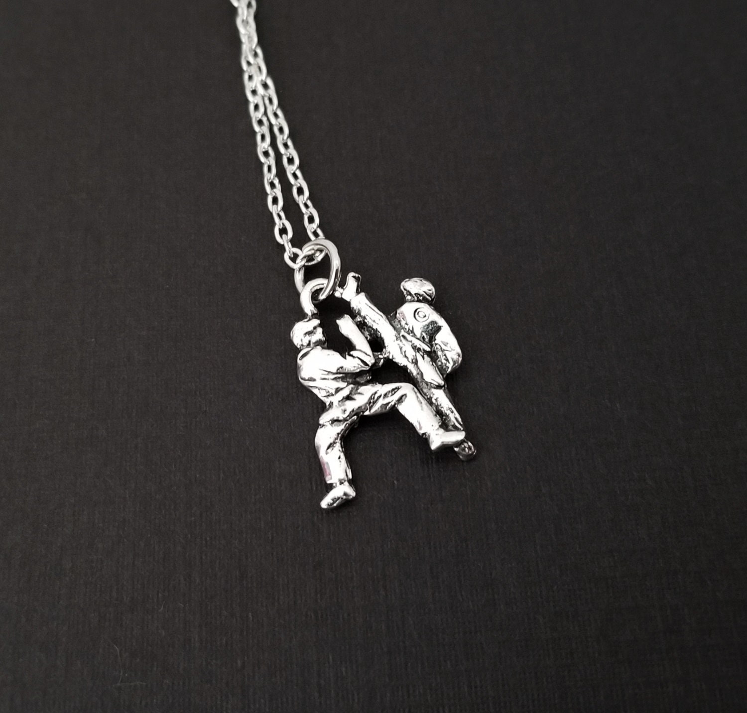 Silver Karate Necklace Martial Arts Necklace Personalized Etsy