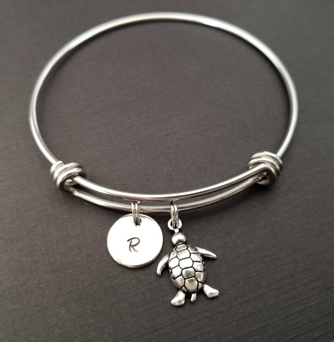 Turtle Bangle Turtle Bangle - Turtle Charm Bracelet - Expandable Bangle - Charm ...