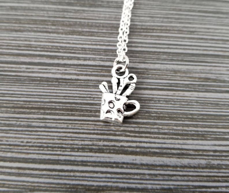 Custom Gift Secretary Charm Necklace Artist Gift Initial Necklace Silver Artist Necklace Personalized Necklace