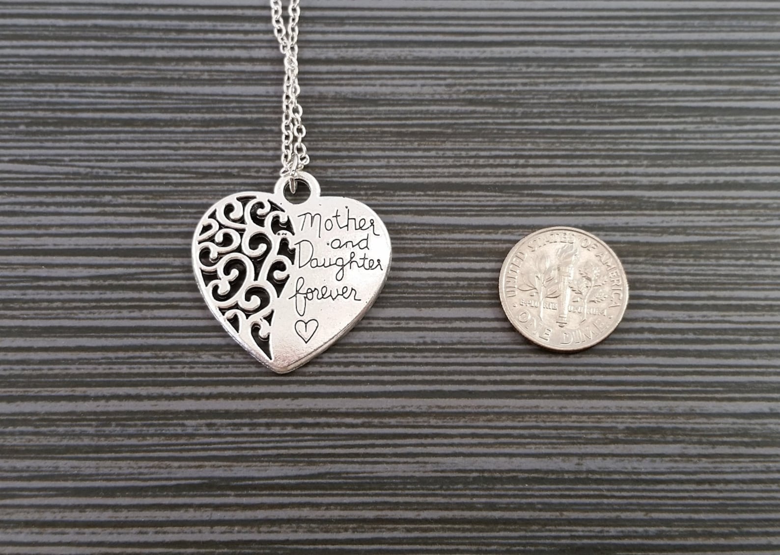 Silver Mother Daughter Necklace Heart Necklace Etsy