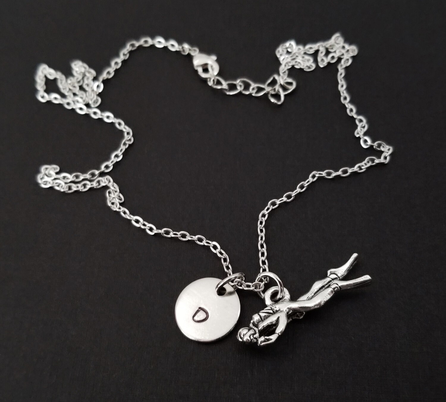 Silver Scuba Diving Necklace Scuba Diver Necklace Etsy UK