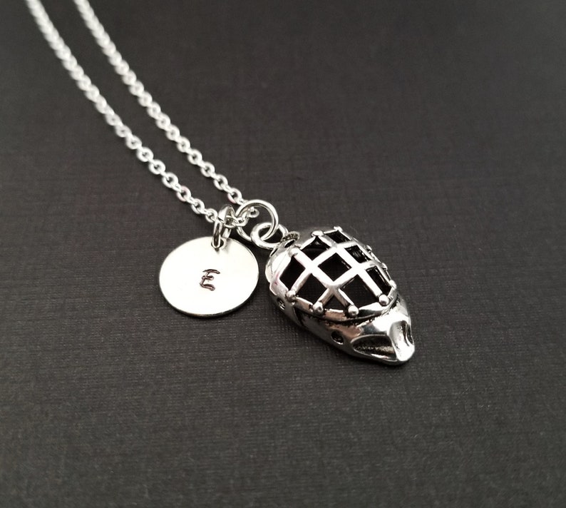Ice Hockey Mask Necklace Goalie Mask Necklace Hockey Charm Necklace Sports Necklace Personalized Necklace Custom Initial Necklace