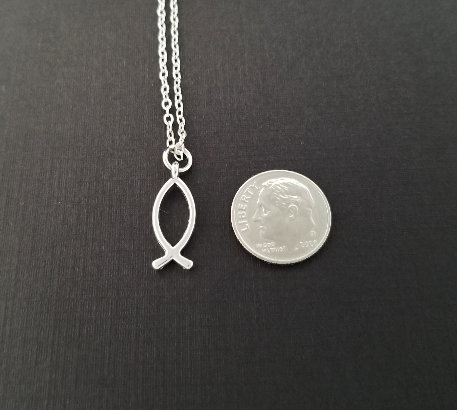 Christian Fish Necklace Ichthys Fish Charm Pendant Etsy