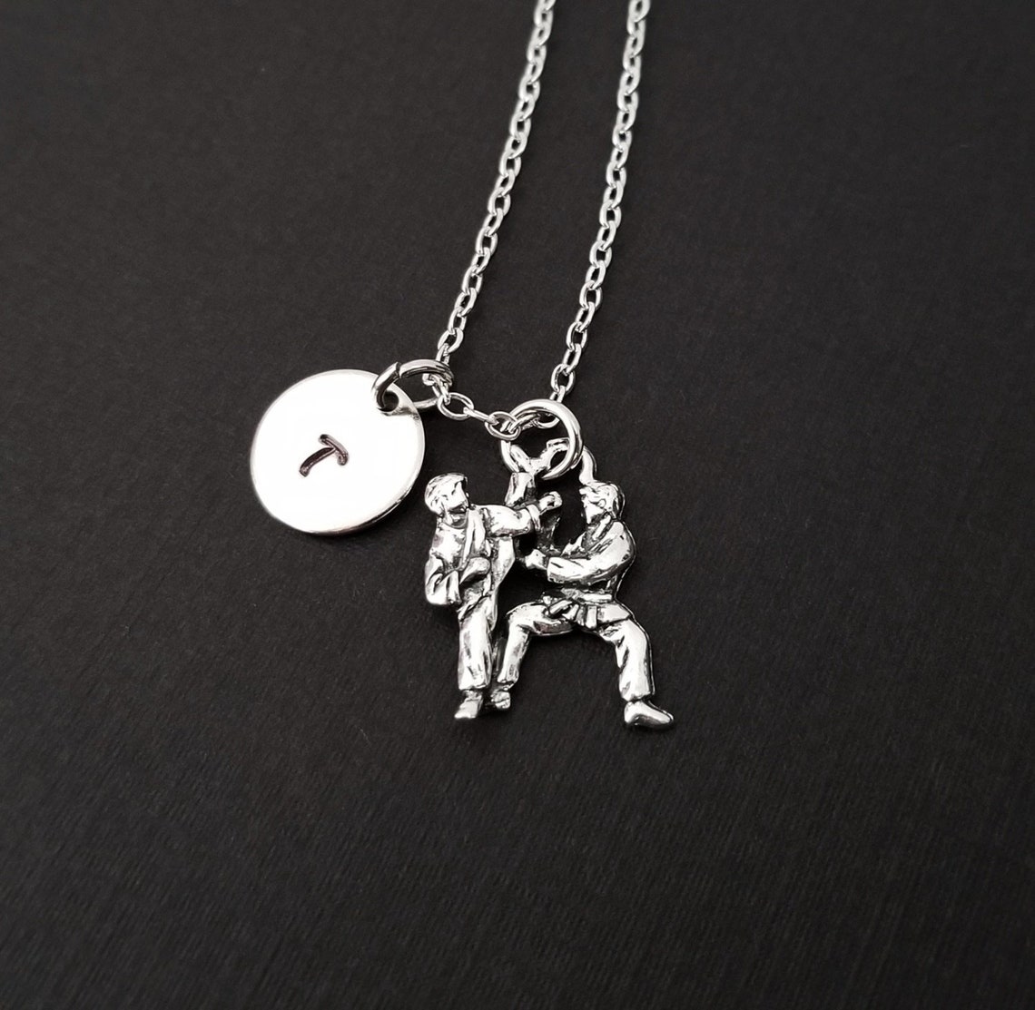 Silver Karate Necklace Martial Arts Necklace Personalized Etsy