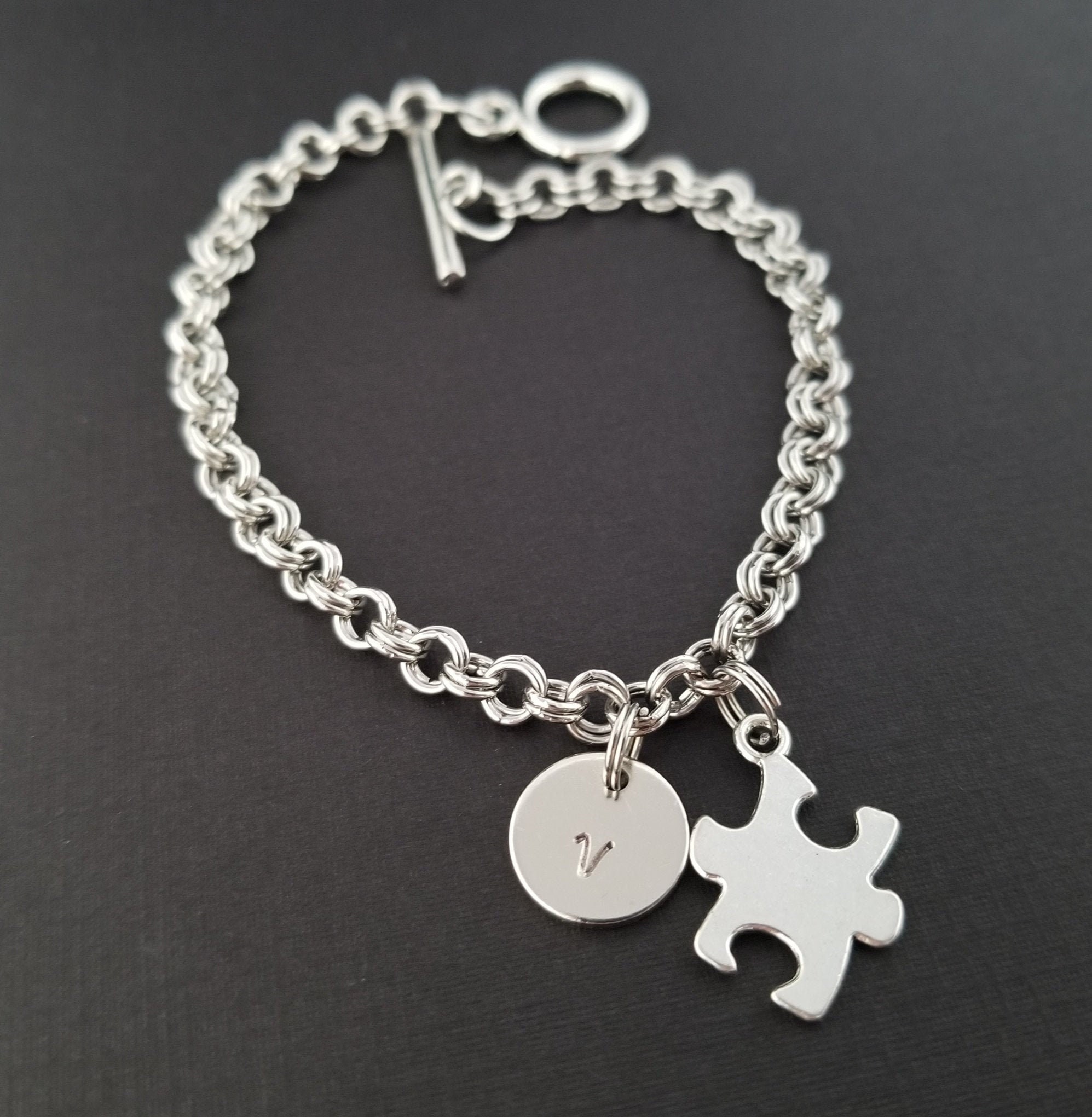 Amazon.com: 1 Pair Puzzle Piece Bracelets Matching Couples Stainless Steel  CZ Crystals Stacking Adjustable Simple Link Dainty Charm Hypoallergenic for  Him And Her Valentine's Day Fashion Gifts: Clothing, Shoes & Jewelry