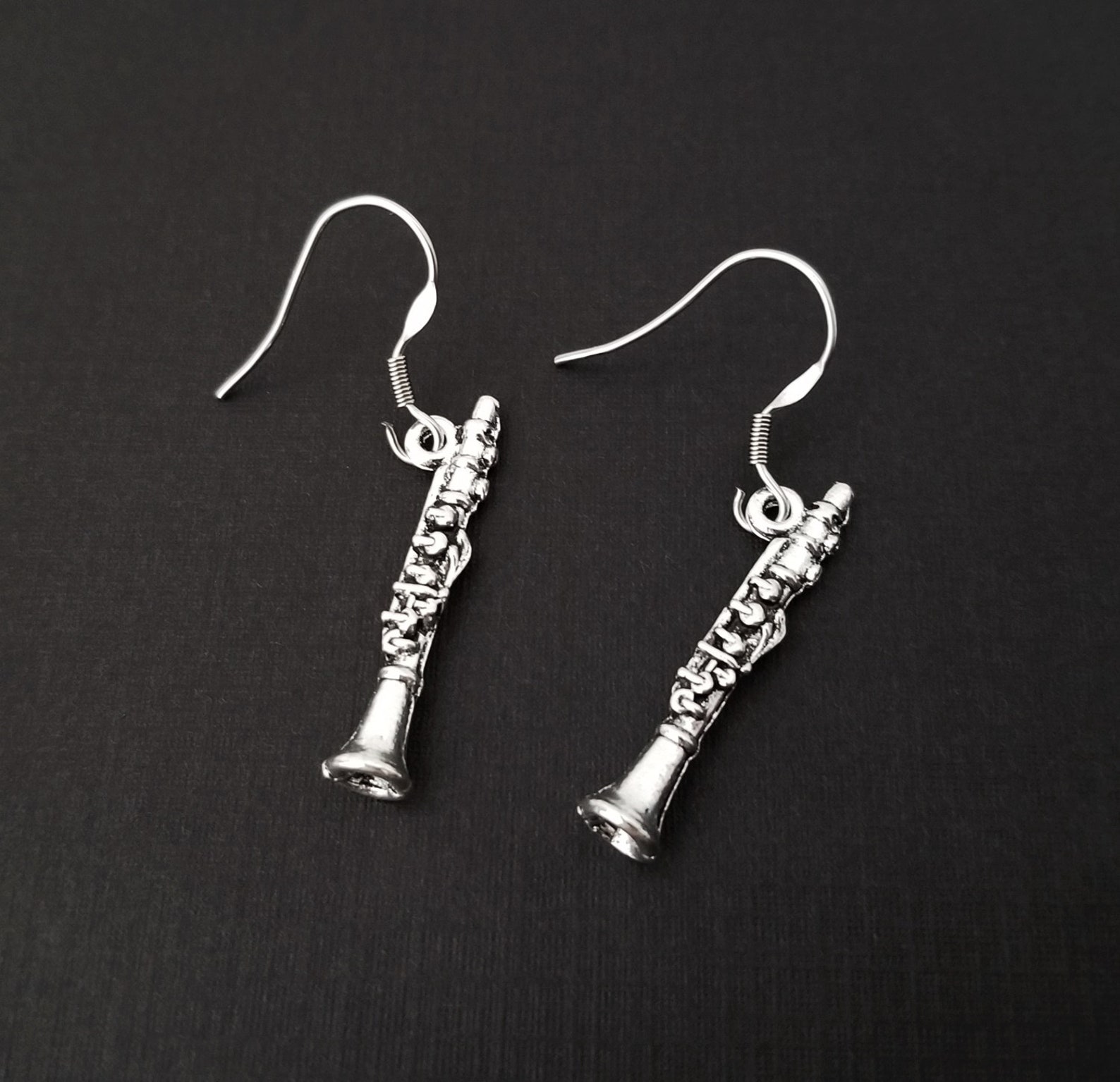 Earrings Dainty Woodwind Charm Earrings Music Etsy