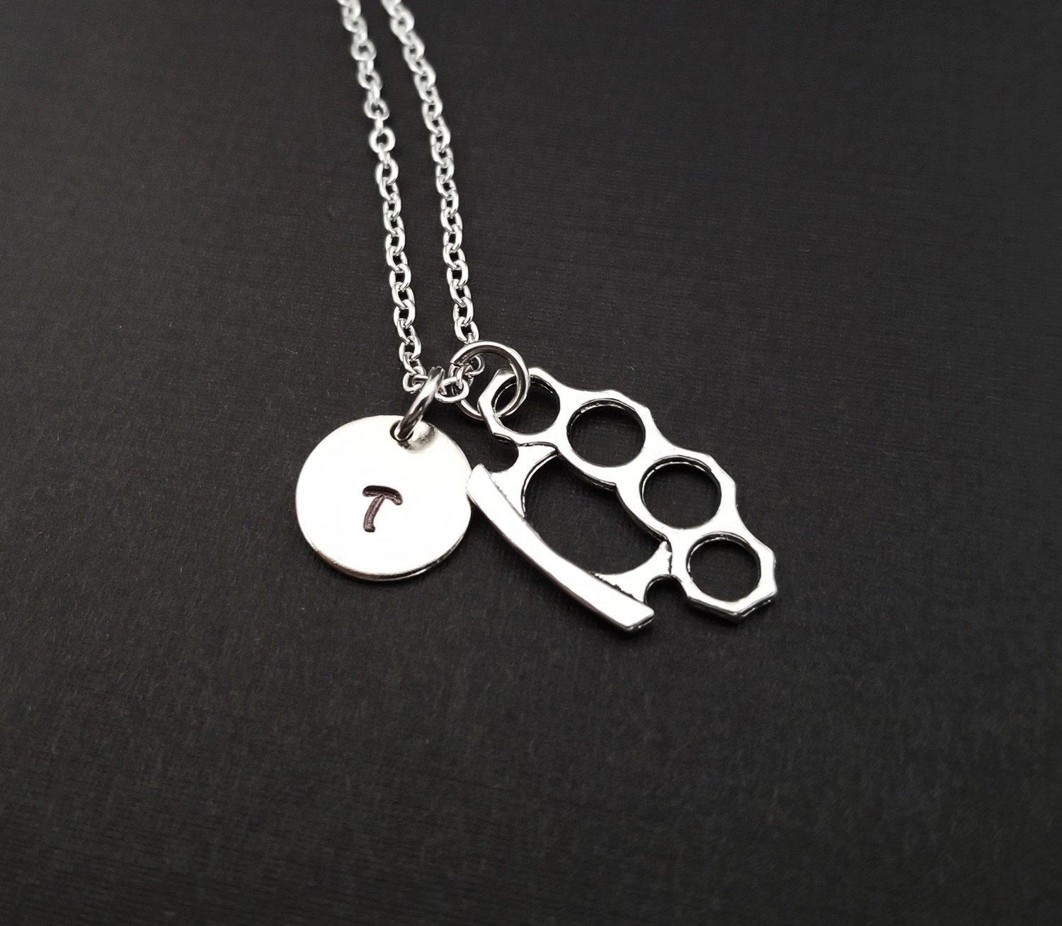 Brass Knuckles Necklace - Fighter Jewelry - Personalized Necklace