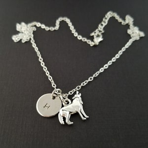 Silver Wolf Necklace Wolf Charm Necklace Personalized Necklace Custom Gift Initial Necklace Wolf Jewelry Best Friend Gift image 2