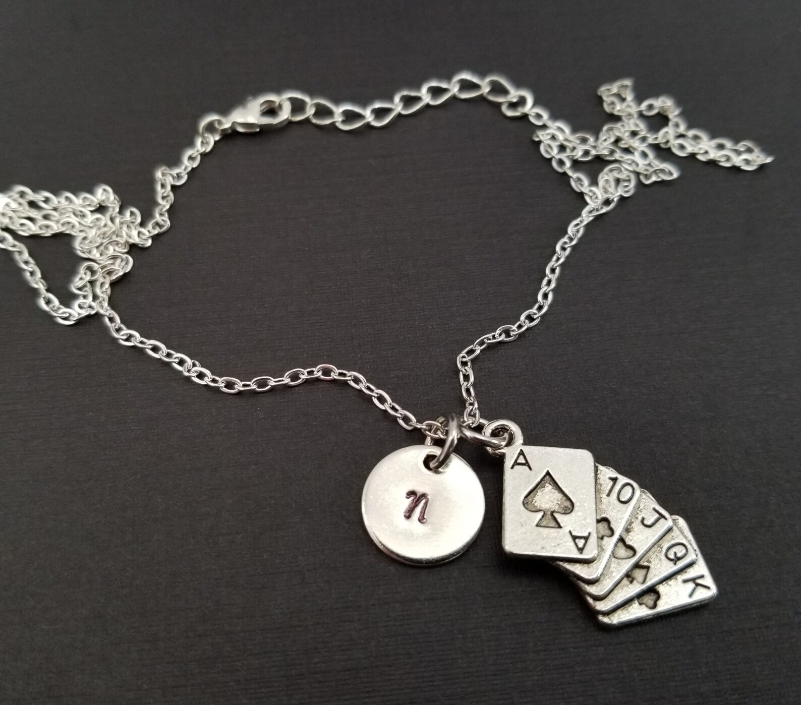 Poker Necklace Playing Card Necklace Personalized Necklace Etsy