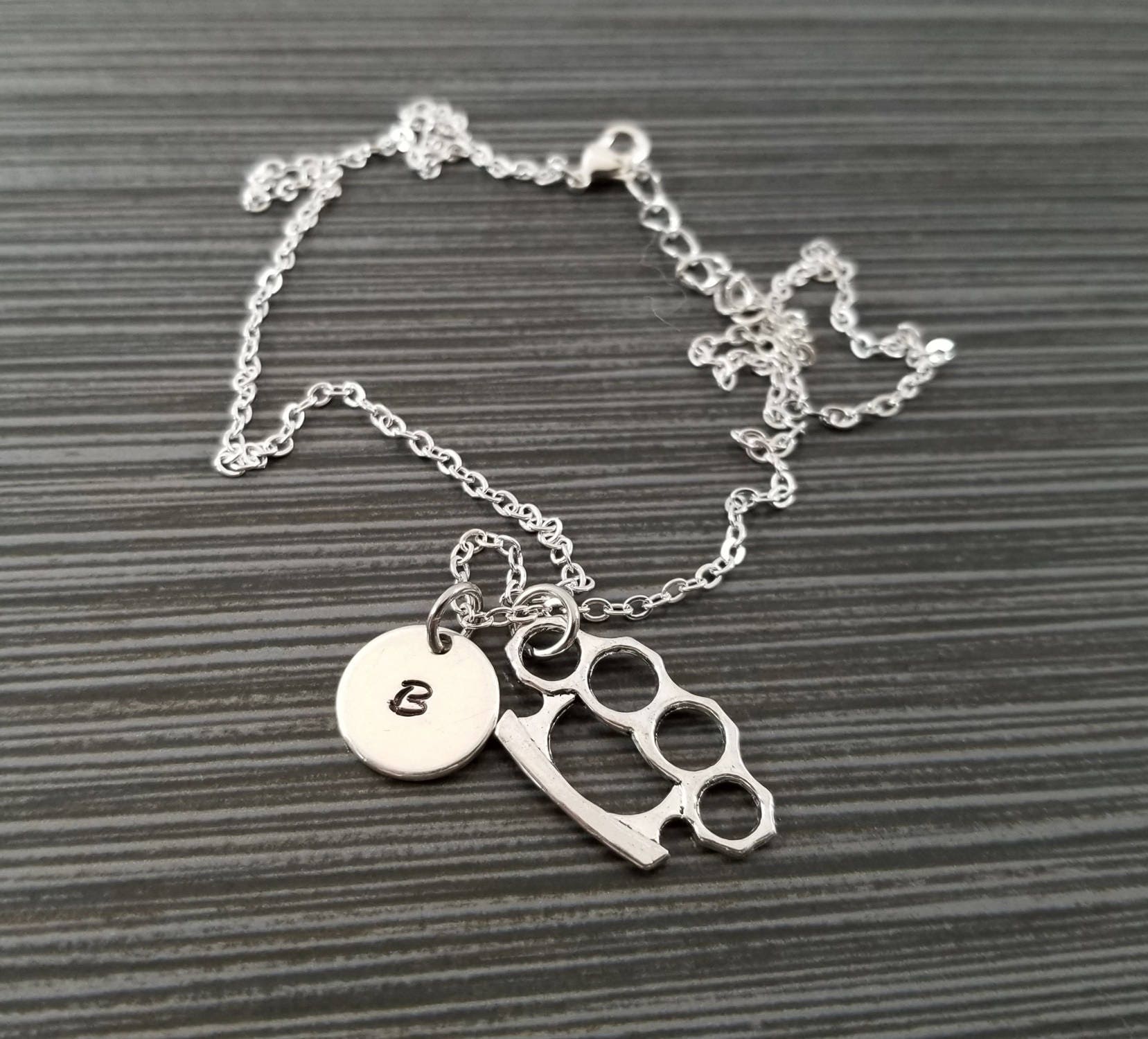 Brass Knuckles Necklace - Fighter Jewelry - Personalized Necklace 