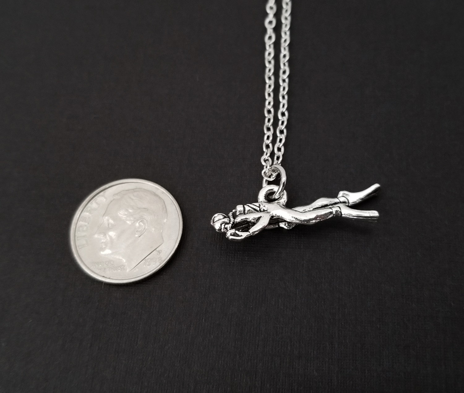 Silver Scuba Diving Necklace Scuba Diver Necklace Etsy UK