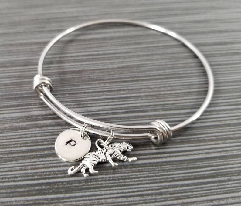 Tiger Bangle Tiger Charm Bracelet Adjustable Bangle Etsy